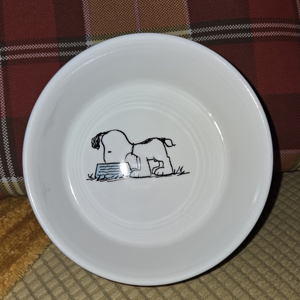 Snoopy Ceramic Bowl with Pink Stripes